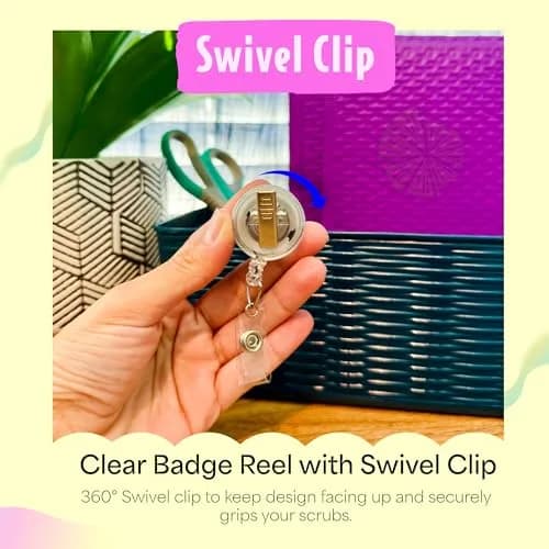 Limeloot Floral Brain Badge Reel with 34 Inch Retractable Cord | Modern Floral Pattern thumbnail 3
