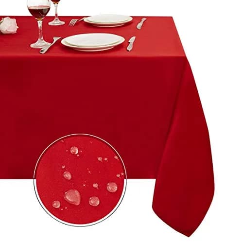 Obstal Rio Red Rectangle Tablecloth 183 cm x 152 cm (60 x 60 Inch) | Waterproof & Stain-Resistant for Festive Dining thumbnail 1