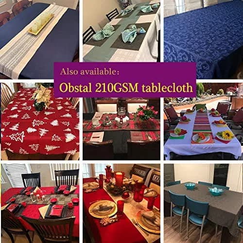 Obstal Rio Red Rectangle Tablecloth 183 cm x 152 cm (60 x 60 Inch) | Waterproof & Stain-Resistant for Festive Dining thumbnail 4