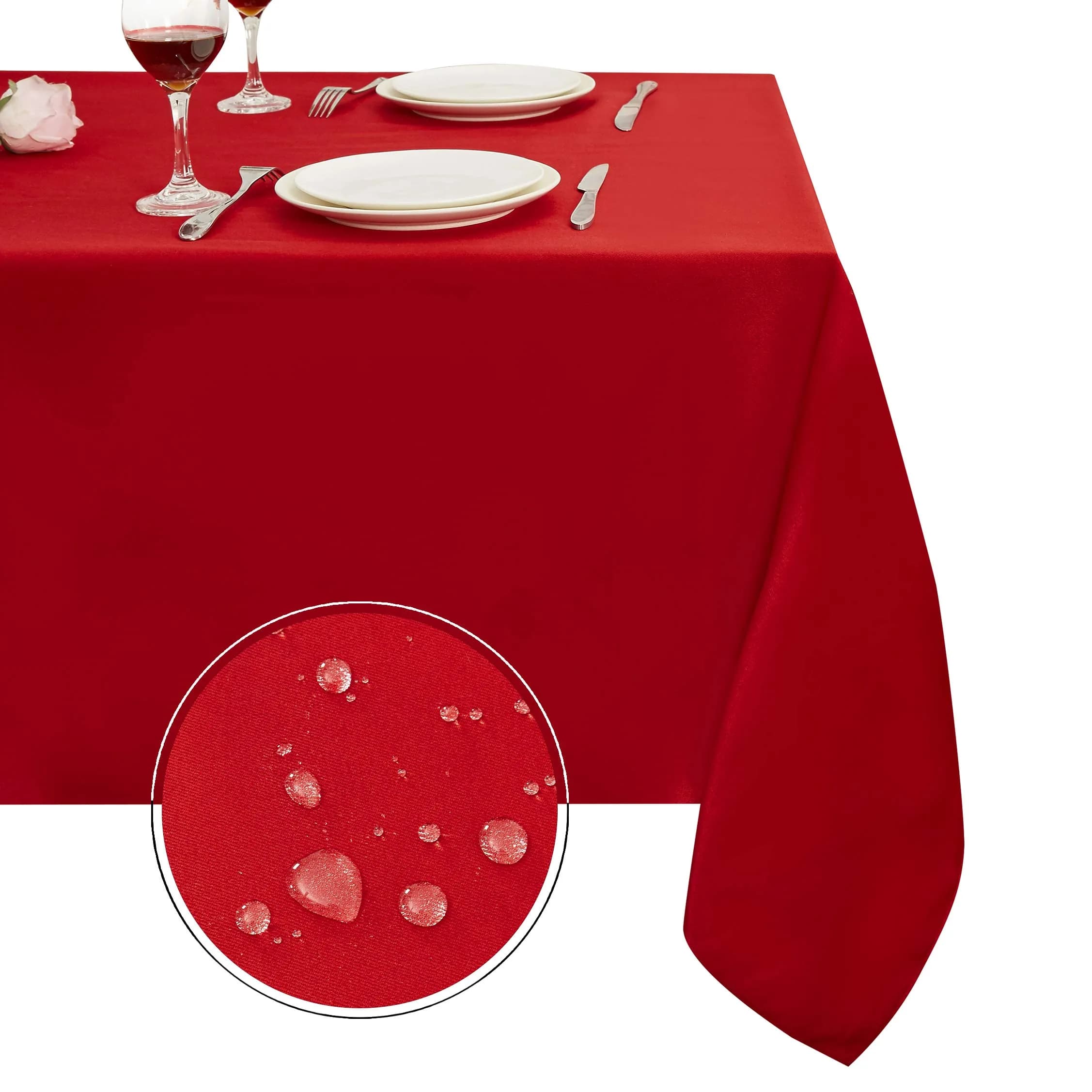 Obstal Rio Red Rectangle Tablecloth 183 cm x 152 cm (60 x 60 Inch) | Waterproof & Stain-Resistant for Festive Dining - main product image