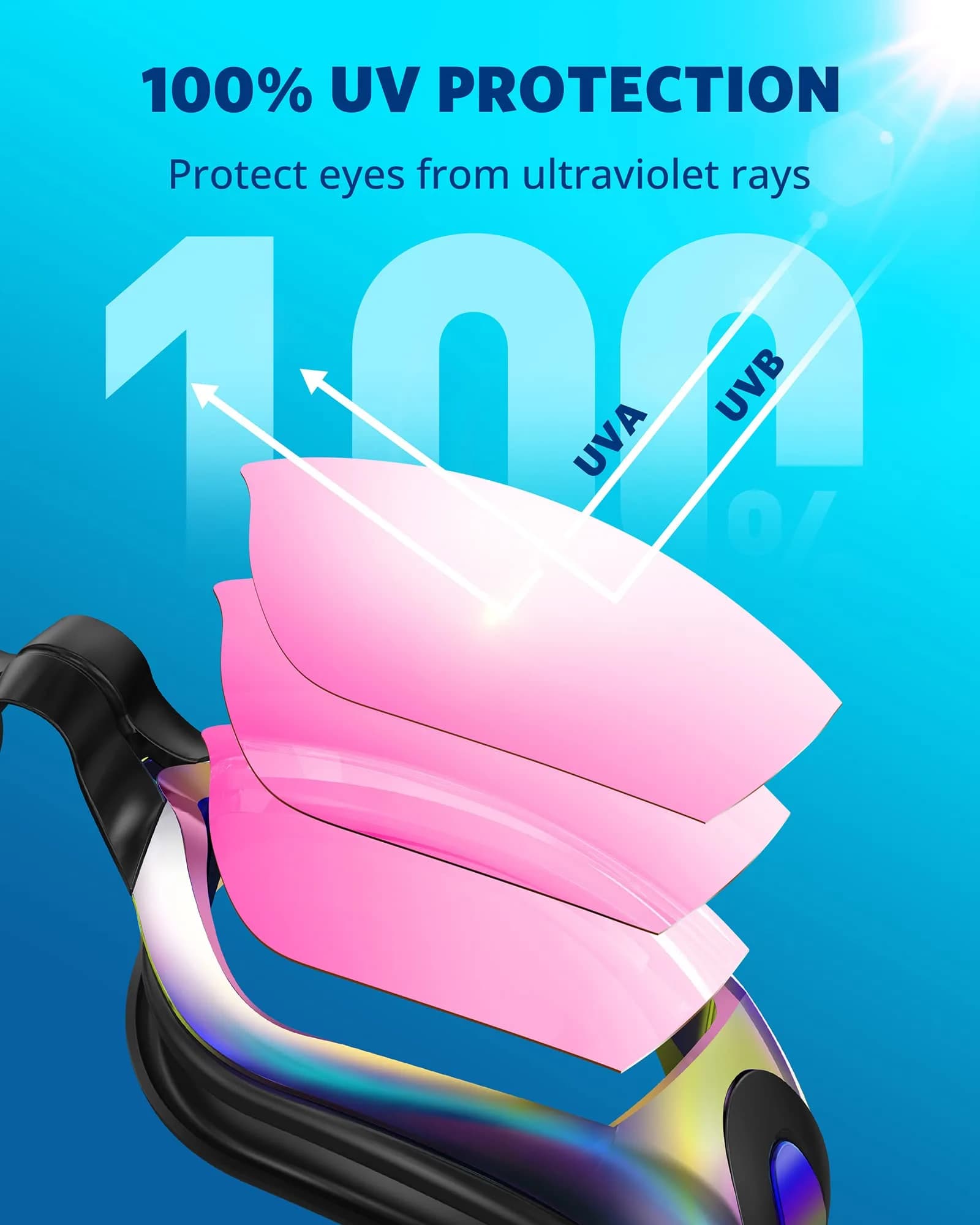 Aegend Adult & Youth Swim Goggles | No Leaking, Full Protection, Mirrored Lenses - view 2