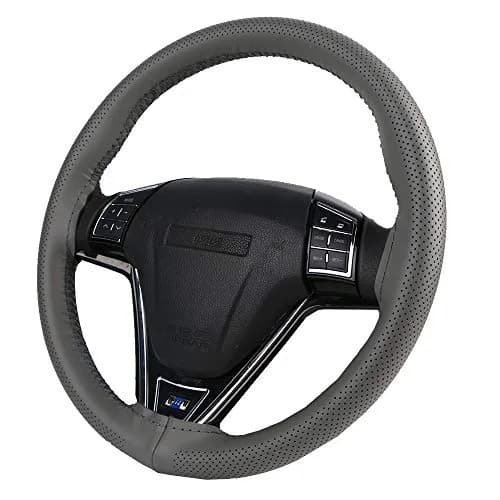 O SHI CAR Steering Wheel Cover Leather Breathable Design 15 Inch | Elegant Cowhide Fit Most Cars thumbnail 7
