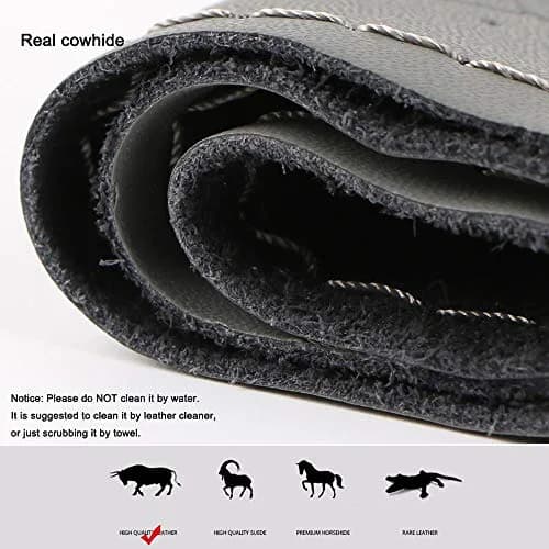 O SHI CAR Steering Wheel Cover Leather Breathable Design 15 Inch | Elegant Cowhide Fit Most Cars thumbnail 3