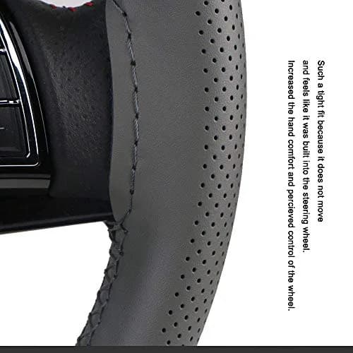O SHI CAR Steering Wheel Cover Leather Breathable Design 15 Inch | Elegant Cowhide Fit Most Cars thumbnail 4