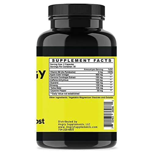 Angry Supplements Angry Energy Capsules 60 Count | All Natural Non-GMO Energy Booster for Focus & Stamina thumbnail 2