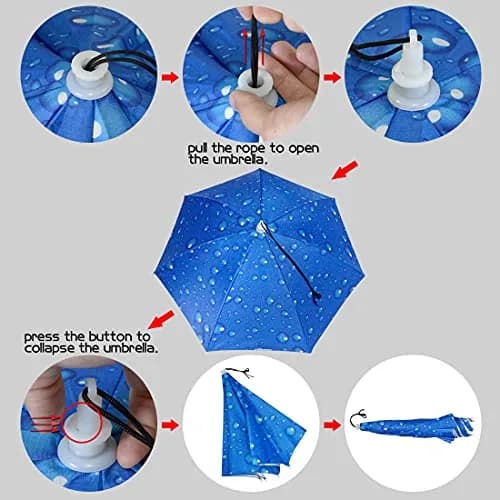 NEW-Vi Blue 2 Pcs Umbrella Hat | Hands-Free Sunshade & Rain Protection thumbnail 6