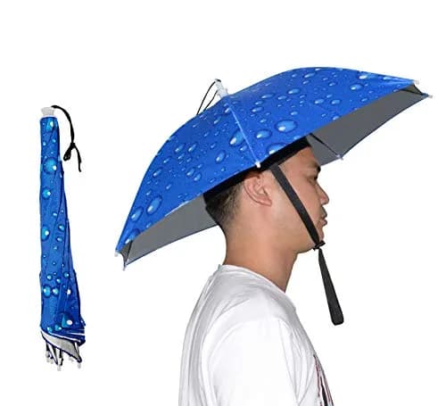 NEW-Vi Blue 2 Pcs Umbrella Hat | Hands-Free Sunshade & Rain Protection thumbnail 1
