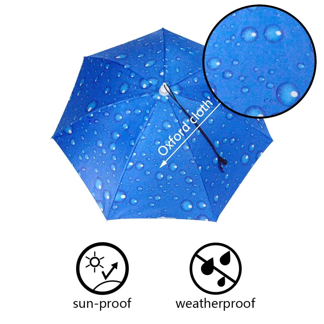 NEW-Vi Blue 2 Pcs Umbrella Hat | Hands-Free Sunshade & Rain Protection - view 8