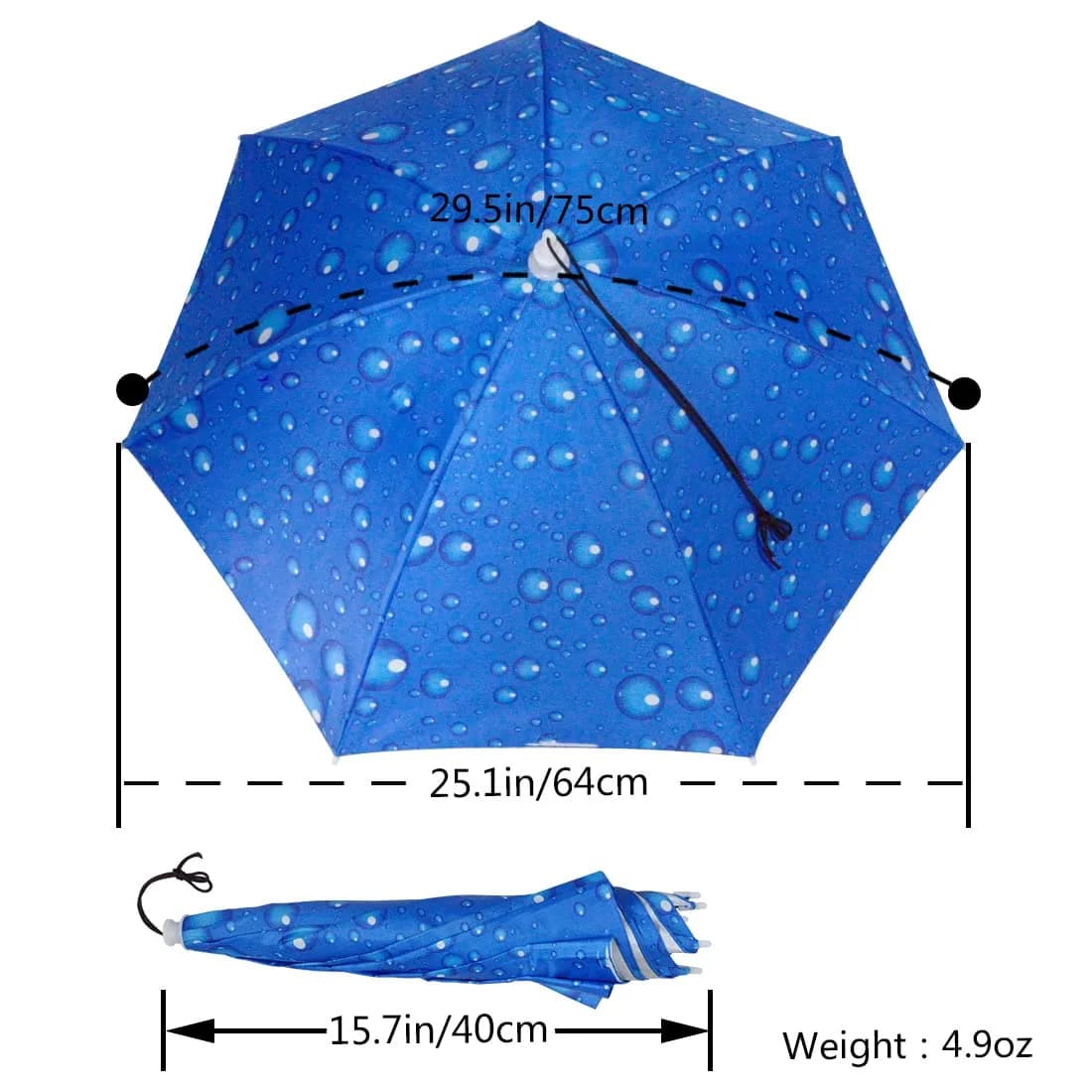 NEW-Vi Blue 2 Pcs Umbrella Hat | Hands-Free Sunshade & Rain Protection - view 4