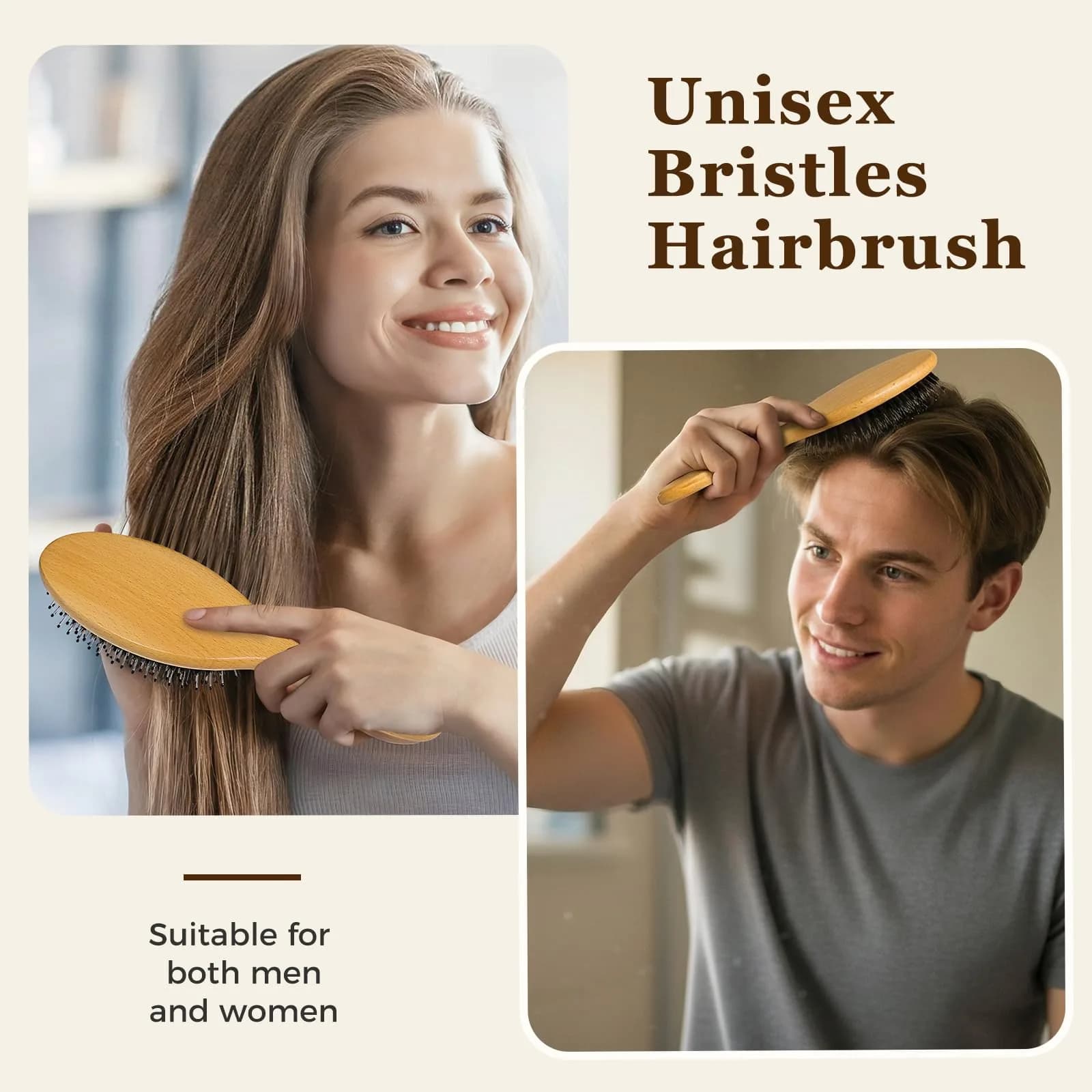 BLACK EGG Boar Bristle Brush for Wet/Dry Hair - Smoothing, Massaging, Detangling, Reduce Frizz, Restore Shine - Bamboo Brush for Women, Men, Kids - view 6