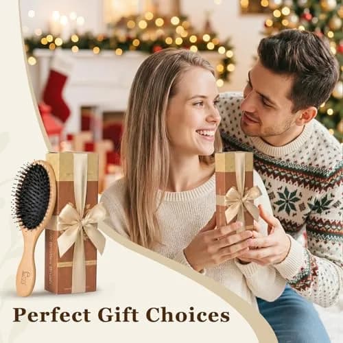 BLACK EGG Boar Bristle Brush for Wet/Dry Hair - Smoothing, Massaging, Detangling, Reduce Frizz, Restore Shine - Bamboo Brush for Women, Men, Kids thumbnail 9