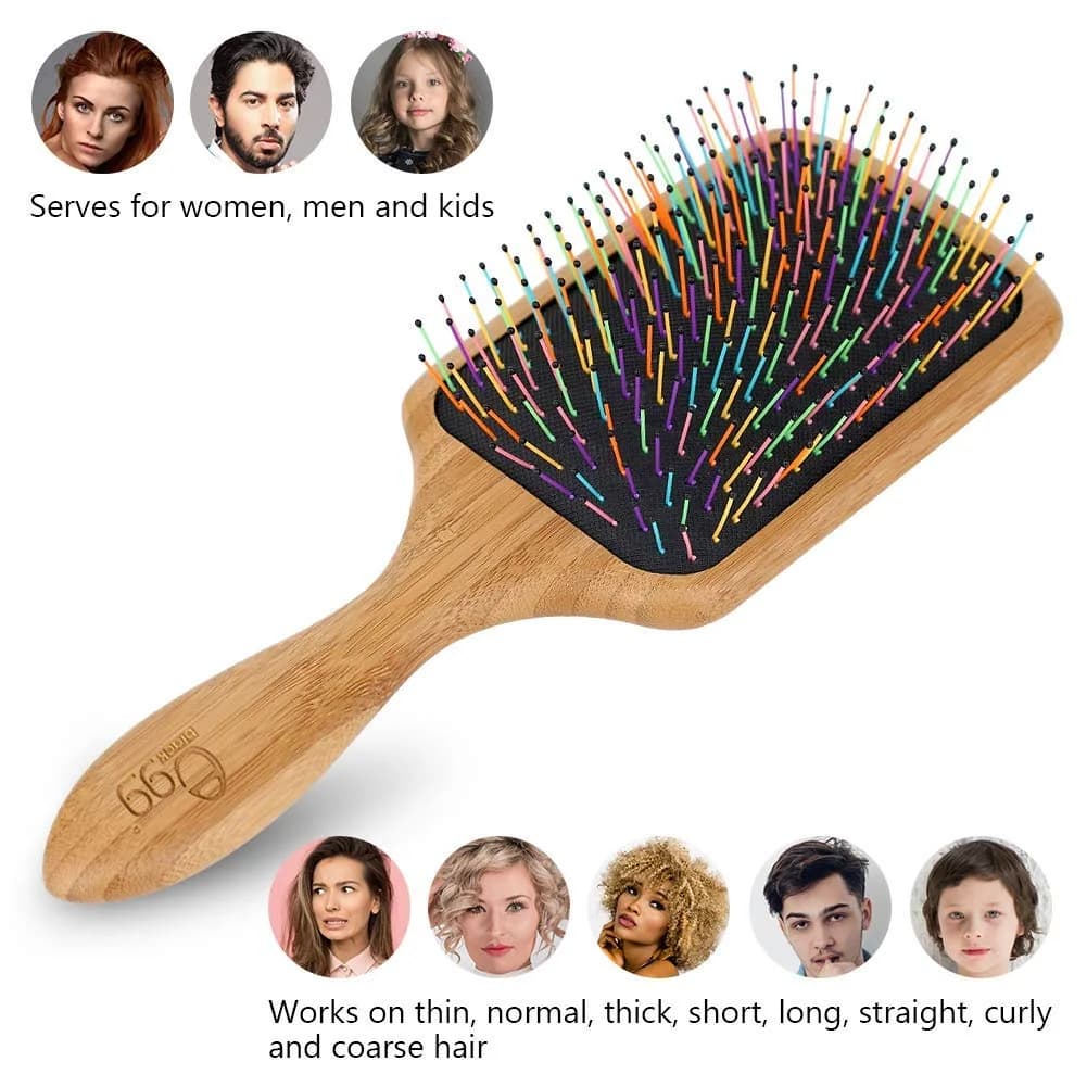 BLACK EGG RAINBOW Paddle Hair Brush for Wet/Dry Hair - Smoothing, Massaging, Detangling, Reduce Frizz - view 4