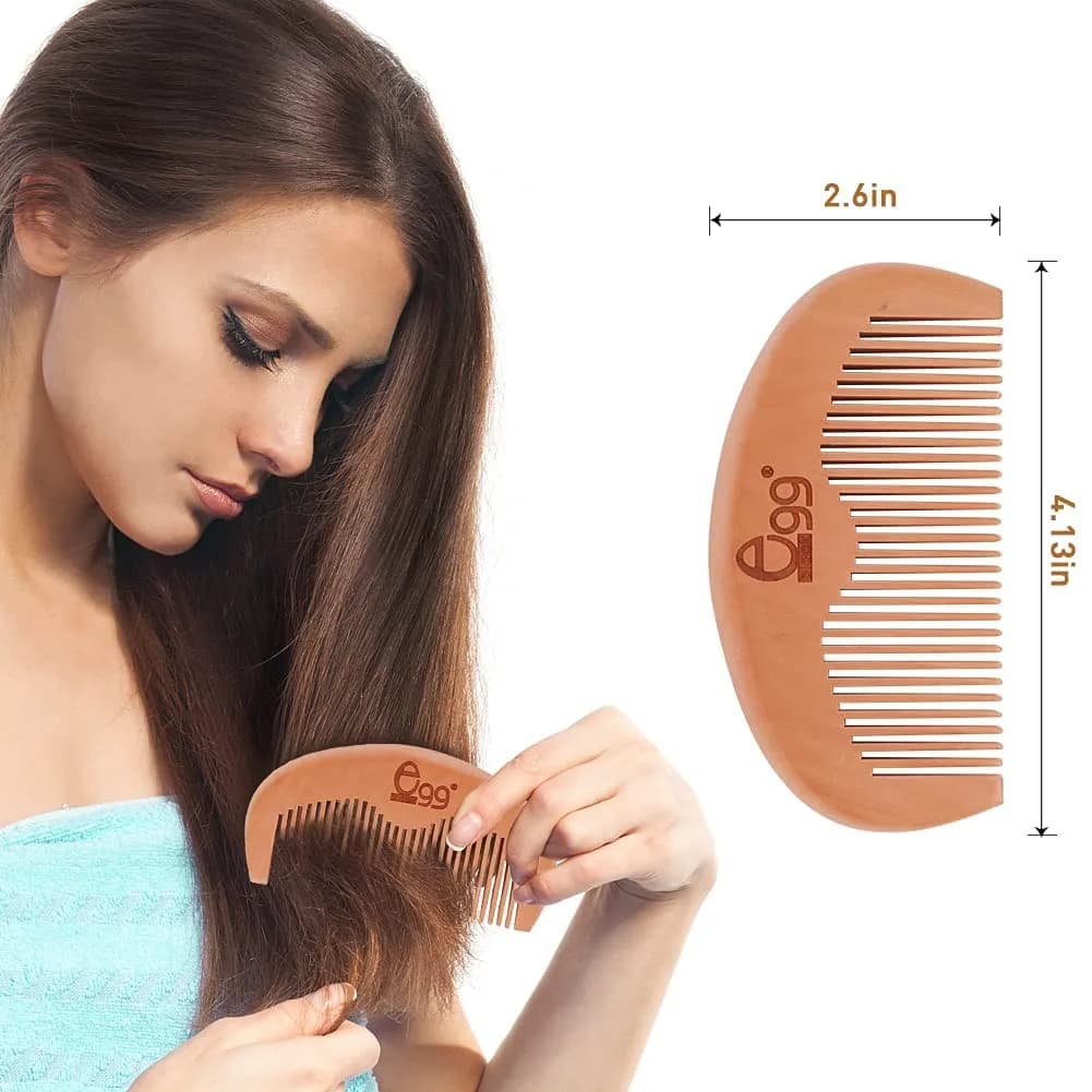 BLACK EGG Paddle Detangling Hair Brush for Women & Girls | Rainbow Nylon Bristles, Bamboo Handle, Includes Comb & Ties (22.5cm / 8.8in) - view 6
