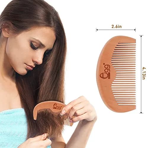 BLACK EGG Paddle Detangling Hair Brush for Women & Girls | Rainbow Nylon Bristles, Bamboo Handle, Includes Comb & Ties (22.5cm / 8.8in) thumbnail 6