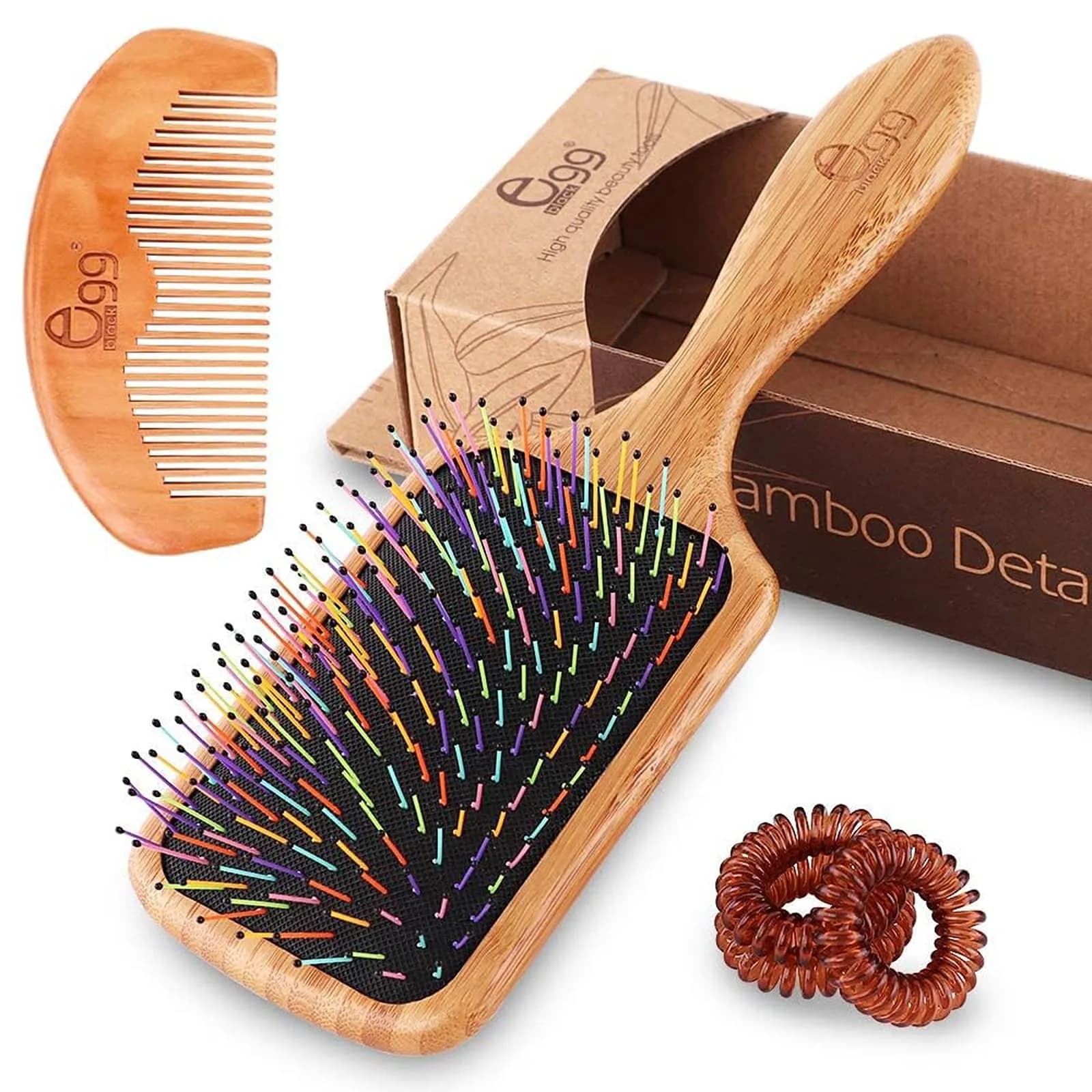 BLACK EGG RAINBOW Paddle Hair Brush for Wet/Dry Hair - Smoothing, Massaging, Detangling, Reduce Frizz - main product image