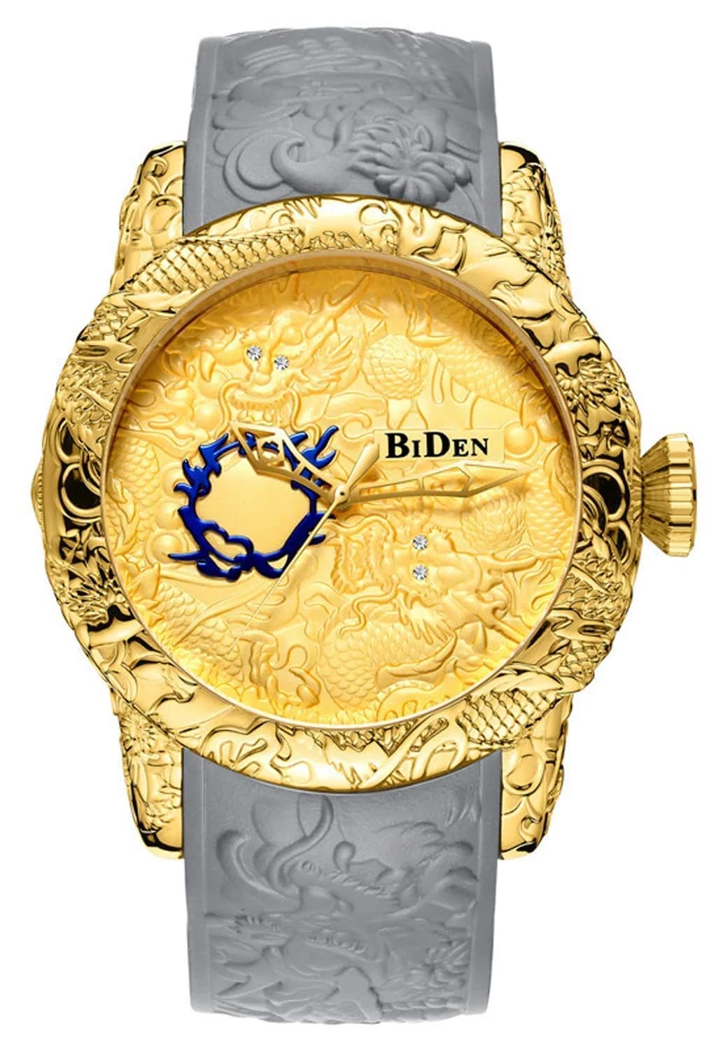 MASTOP Men's Fashion Big Dial 3D Sculpture Dragon Watch 50mm | Quartz, Gold — Gold