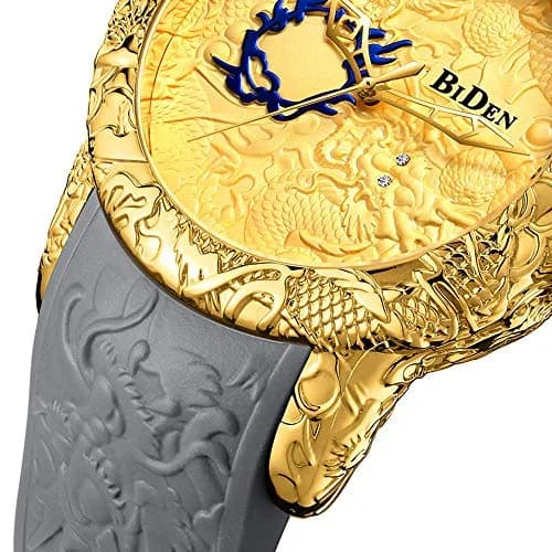 MASTOP Men's Fashion Big Dial 3D Sculpture Dragon Watch 50mm | Quartz, Gold thumbnail 3