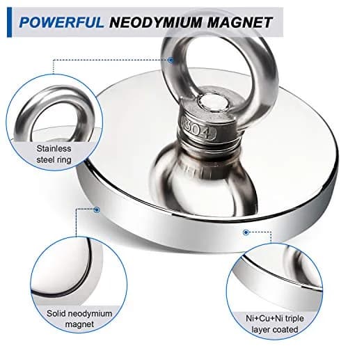 DIYMAG Fishing Magnet 120mm (4.72") 680kg (1500LBS) Pull Force with Countersunk Hole | Heavy Duty Neodymium Rare Earth Magnet for Retrieval thumbnail 2