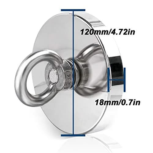 DIYMAG Fishing Magnet 120mm (4.72") 680kg (1500LBS) Pull Force with Countersunk Hole | Heavy Duty Neodymium Rare Earth Magnet for Retrieval thumbnail 3