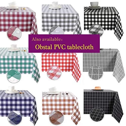 Obstal Red Polyester Tablecloth 153cm x 213cm (60 x 84 Inch) | Waterproof & Stain-Resistant for Festive Dining thumbnail 8