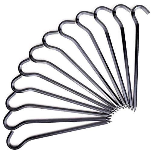 FANBX F Tent Pegs - 12Pcs Aluminium Tent Stakes Pegs with Hook - 7in Hexagon Rod Stakes for Camping & Garden (Black) thumbnail 4