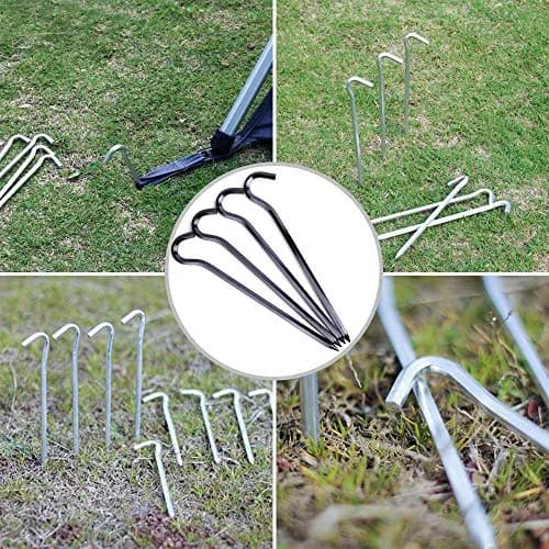 FANBX F Tent Pegs - 12Pcs Aluminium Tent Stakes Pegs with Hook - 7in Hexagon Rod Stakes for Camping & Garden (Black) thumbnail 2