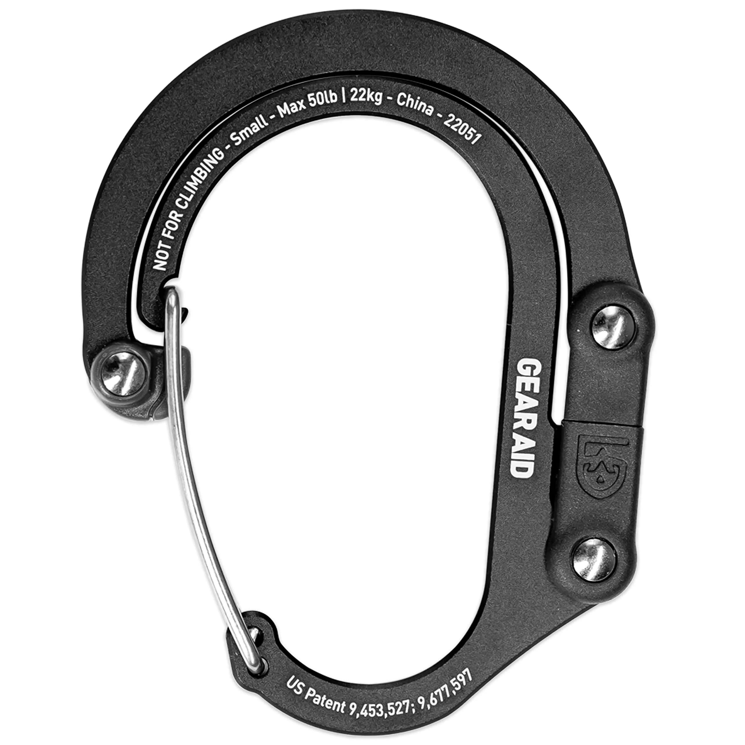GEAR AID Heroclip Small Carabiner Clip and Hook | Stealth Black, 31g (1.1 oz)
