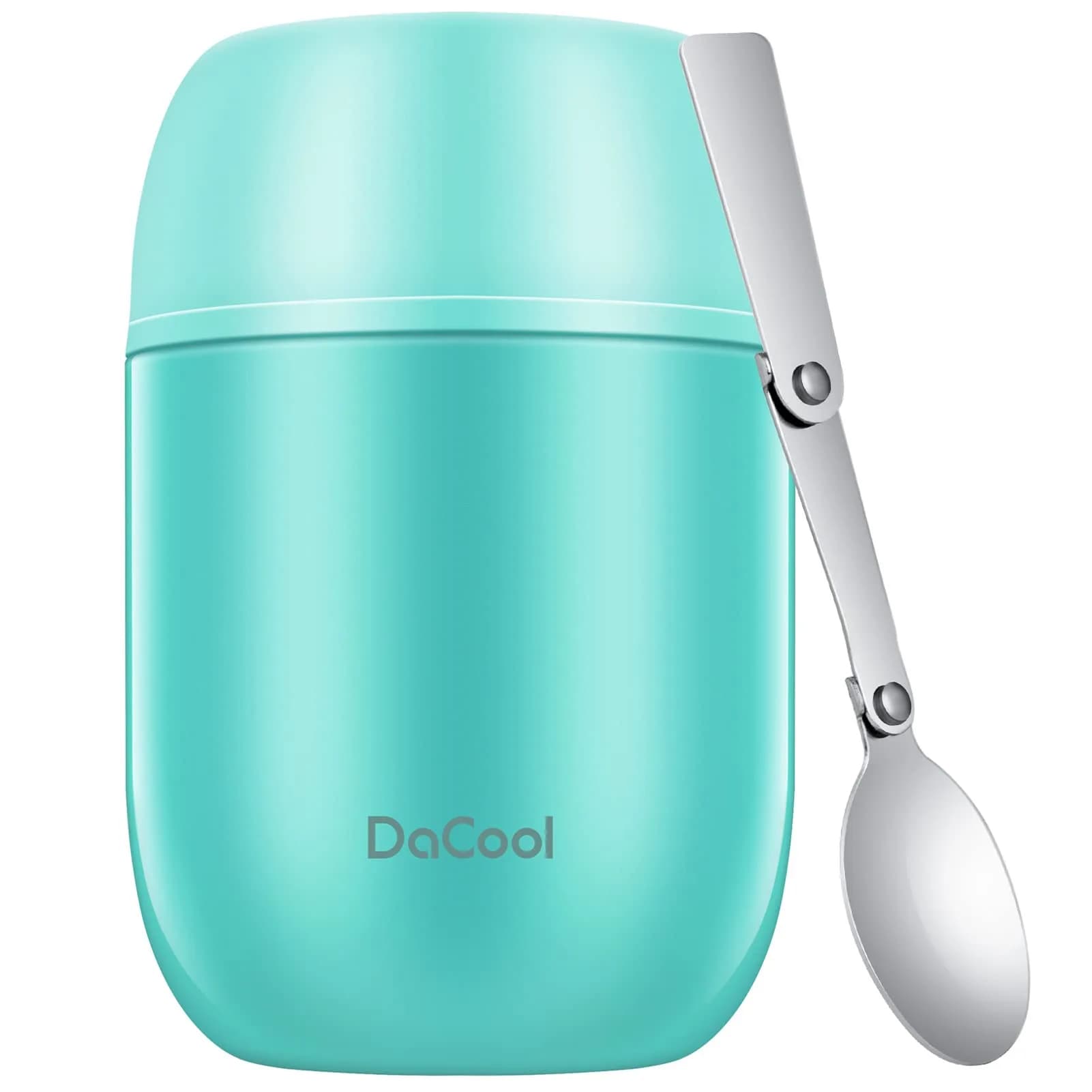 DaCool Food Thermo 16oz Vacuum Insulated Food Jar for Kids & Adults | Leakproof, Stainless Steel, Blue — Cyan Blue-16 Ounce