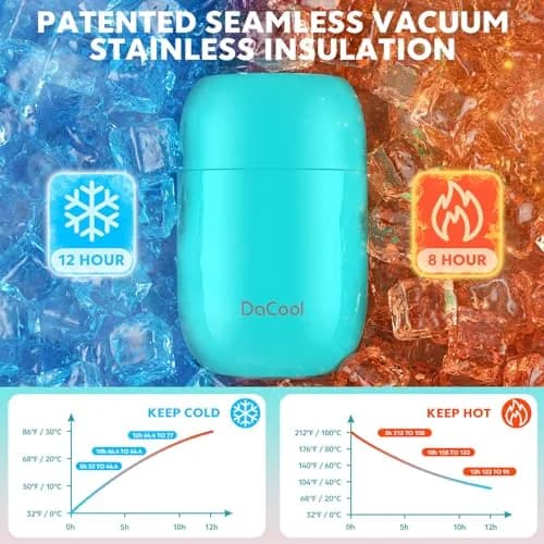 DaCool Food Thermo 16oz Vacuum Insulated Food Jar for Kids & Adults | Leakproof, Stainless Steel, Blue thumbnail 3