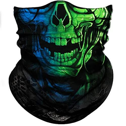 Obacle Green Blue Skull 3D Tube Face Mask for Dust, Wind & UV Protection thumbnail 1