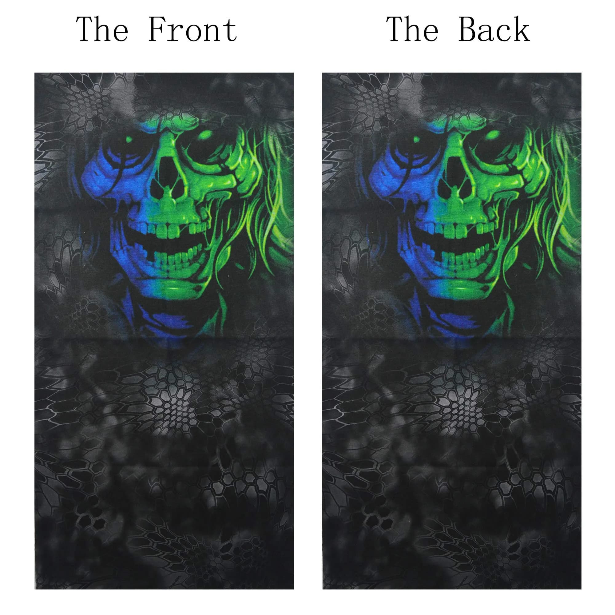 Obacle Green Blue Skull 3D Tube Face Mask for Dust, Wind & UV Protection - view 3