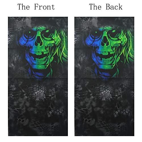 Obacle Green Blue Skull 3D Tube Face Mask for Dust, Wind & UV Protection thumbnail 3