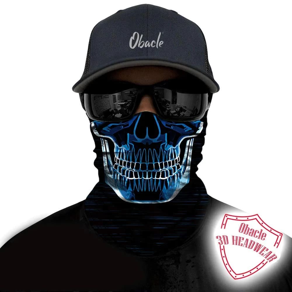 Obacle Blue-line Skull Seamless 3D Tube Face Mask Bandana for Men & Women - view 2