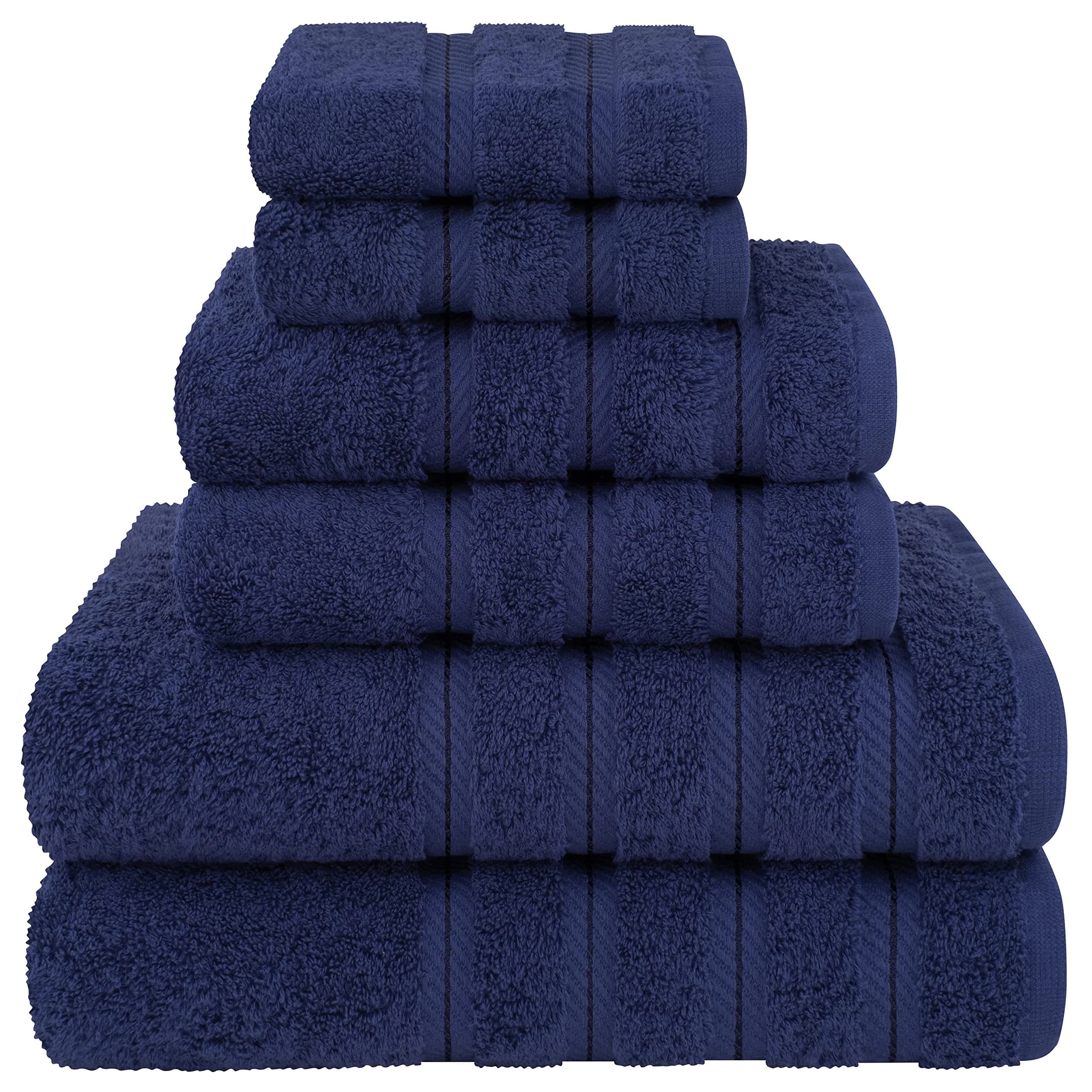 American Soft Linen 100% Cotton Turkish Towels - 6 Piece Set | Luxurious, Absorbent & Quick-Dry — Navy Blue 6 Piece Set