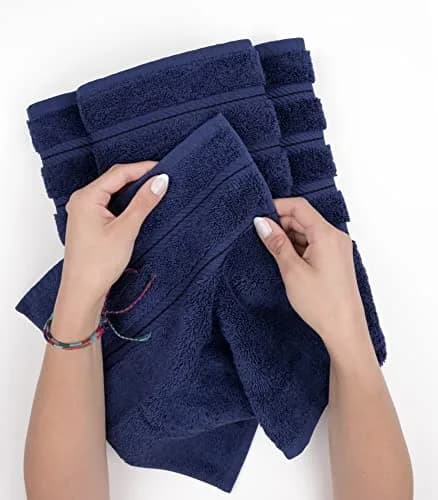 American Soft Linen 100% Cotton Turkish Towels 6 Piece Set | Luxury, Absorbent & Quick Dry Navy Blue thumbnail 6