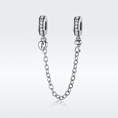 Eternalll Jewellery 925 Sterling Silver Safety Chain Charm Bead Love Heart Flower Snowflake Bow Clear CZ (70-120c) thumbnail 2