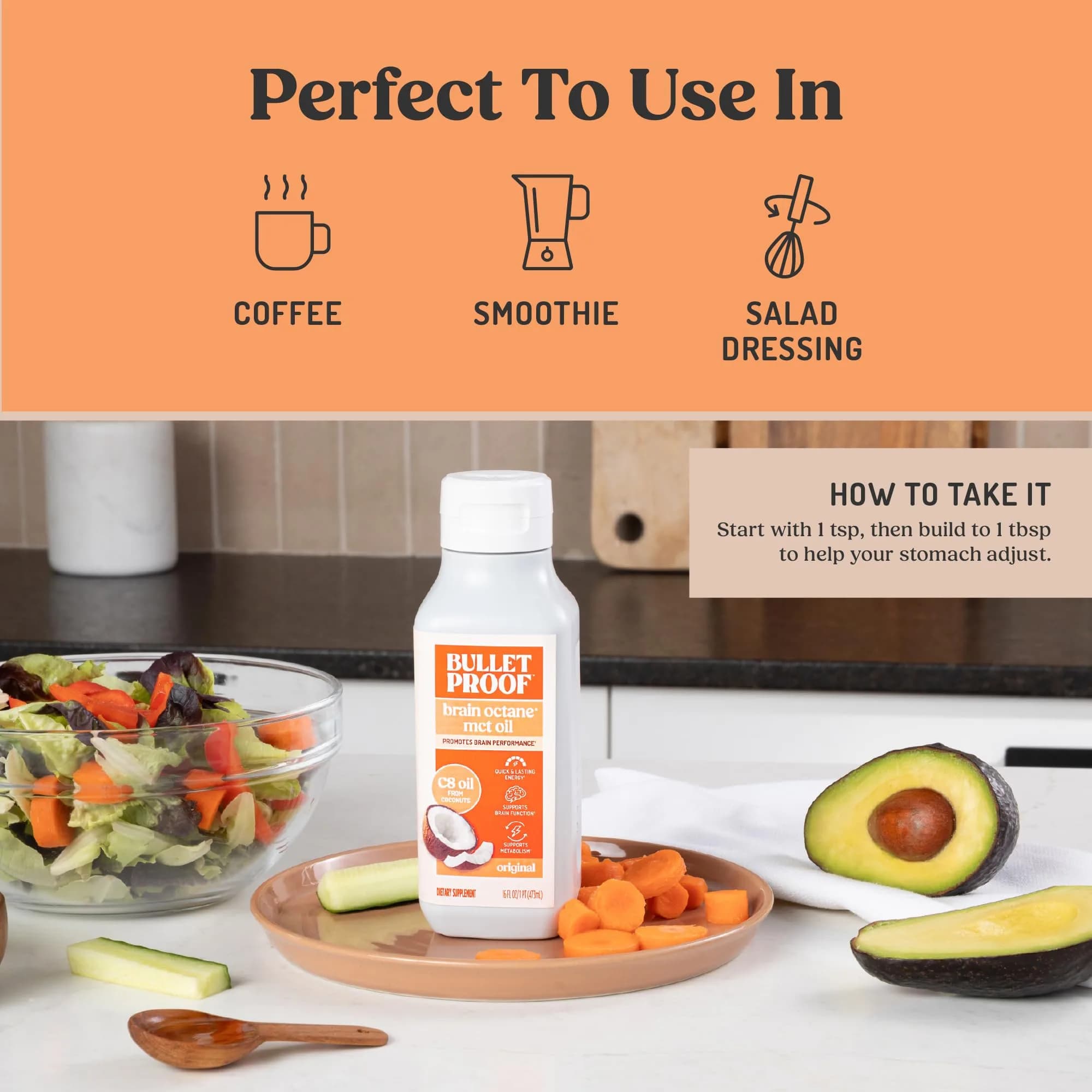 Bulletproof Brain Octane C8 MCT Oil 16 fl oz (32 fl oz Total) | Pure Coconut Oil Keto Energy Supplement - view 5