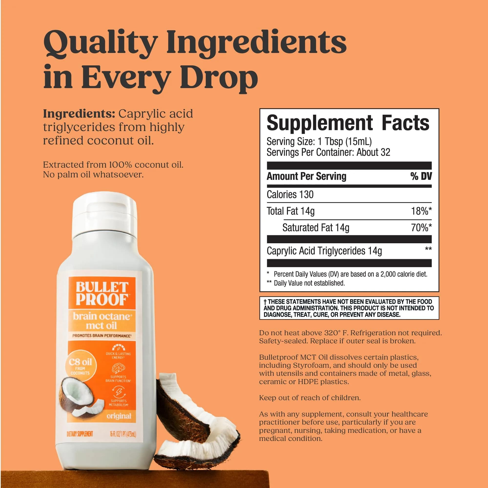 Bulletproof Brain Octane C8 MCT Oil 16 Ounce (Pack of 2) | Triple-Distilled Keto Energy Supplement - view 3