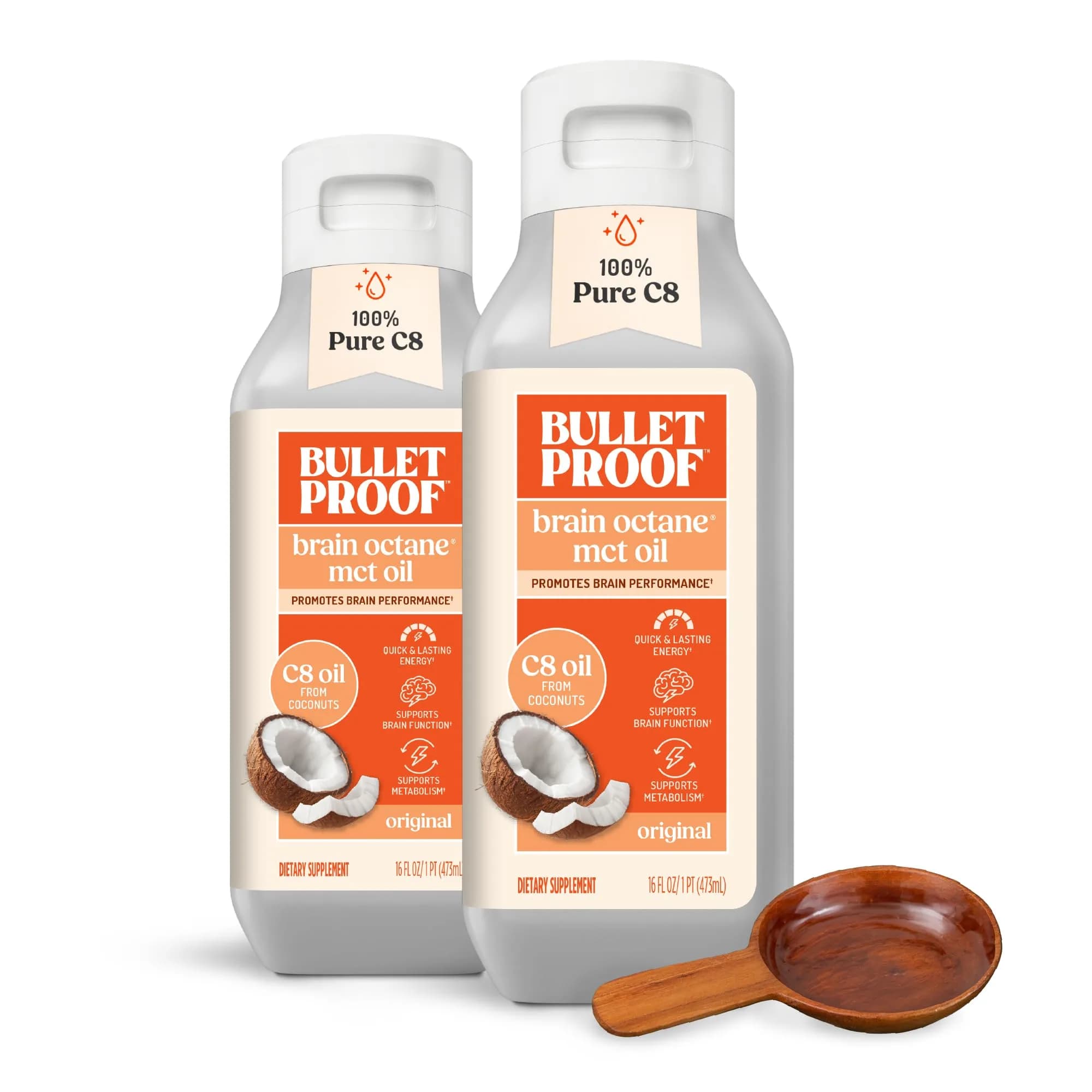 Bulletproof Brain Octane C8 MCT Oil 473ml (16 Fl Oz) | Triple-Distilled Keto Energy Supplement — 16 Ounce
