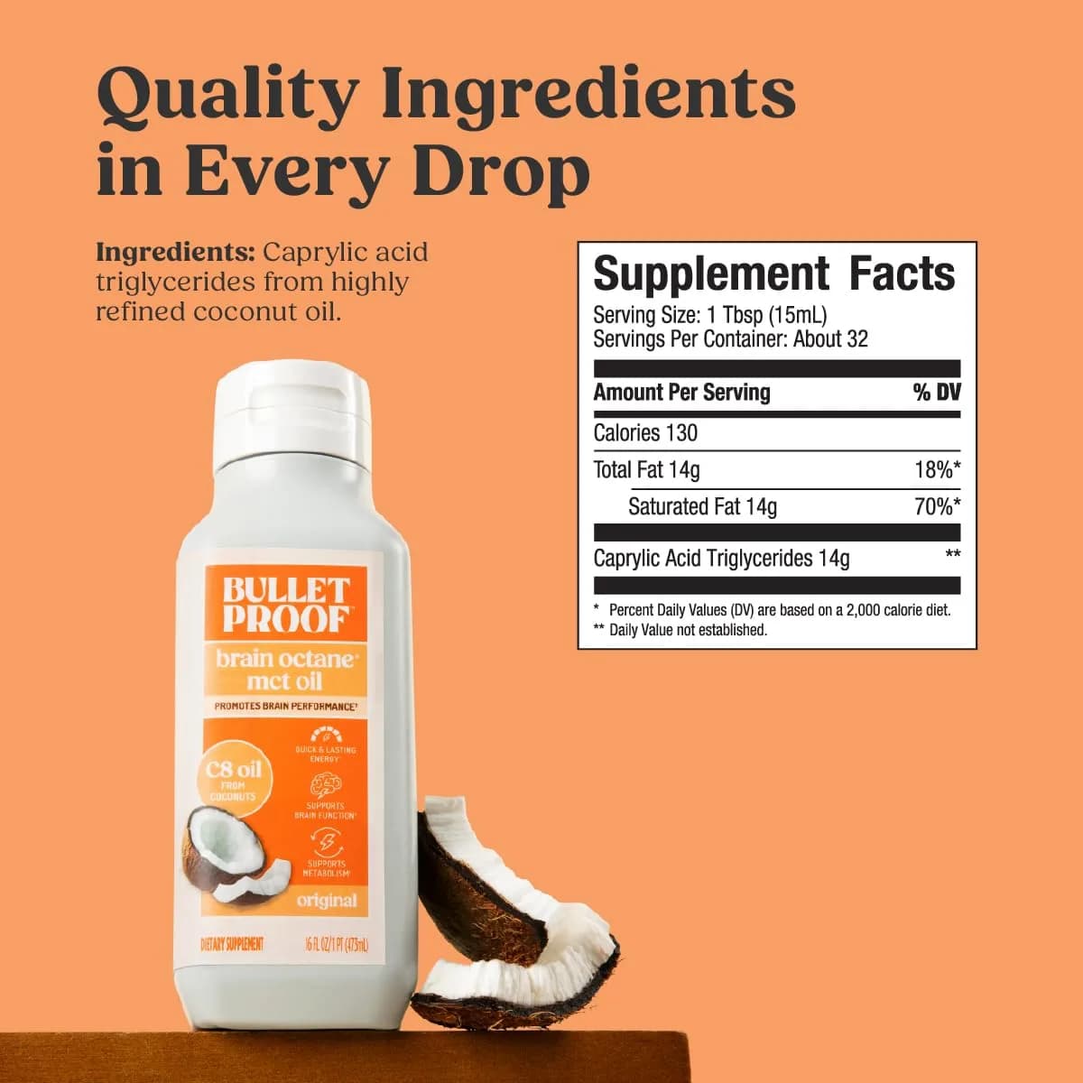 Bulletproof Brain Octane C8 MCT Oil 16 oz (3-Pack, 48 fl oz Total) | Pure Coconut C8 MCT for Ketogenic Energy - view 5