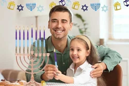 Israel Candle Dripless Hanukkah Candles 45 Purple Blue & Gold Frosted Stripes | 3/8” Diameter, 5.5” Long, 60+ Min Burn thumbnail 4