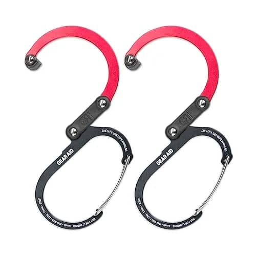 GEAR AID Heroclip Small Carabiner Clip and Hook 2-Pack (Black & Red) | Hangs Up to 50 lbs Securely thumbnail 1