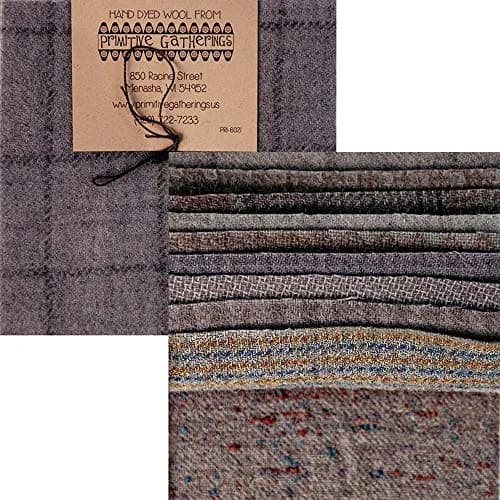 Moda Fabrics Primitive Gatherings Hand Dyed Wool Cement Charm Pack 10 5-inch Squares | Assorted Wool Squares for Quilting thumbnail 1