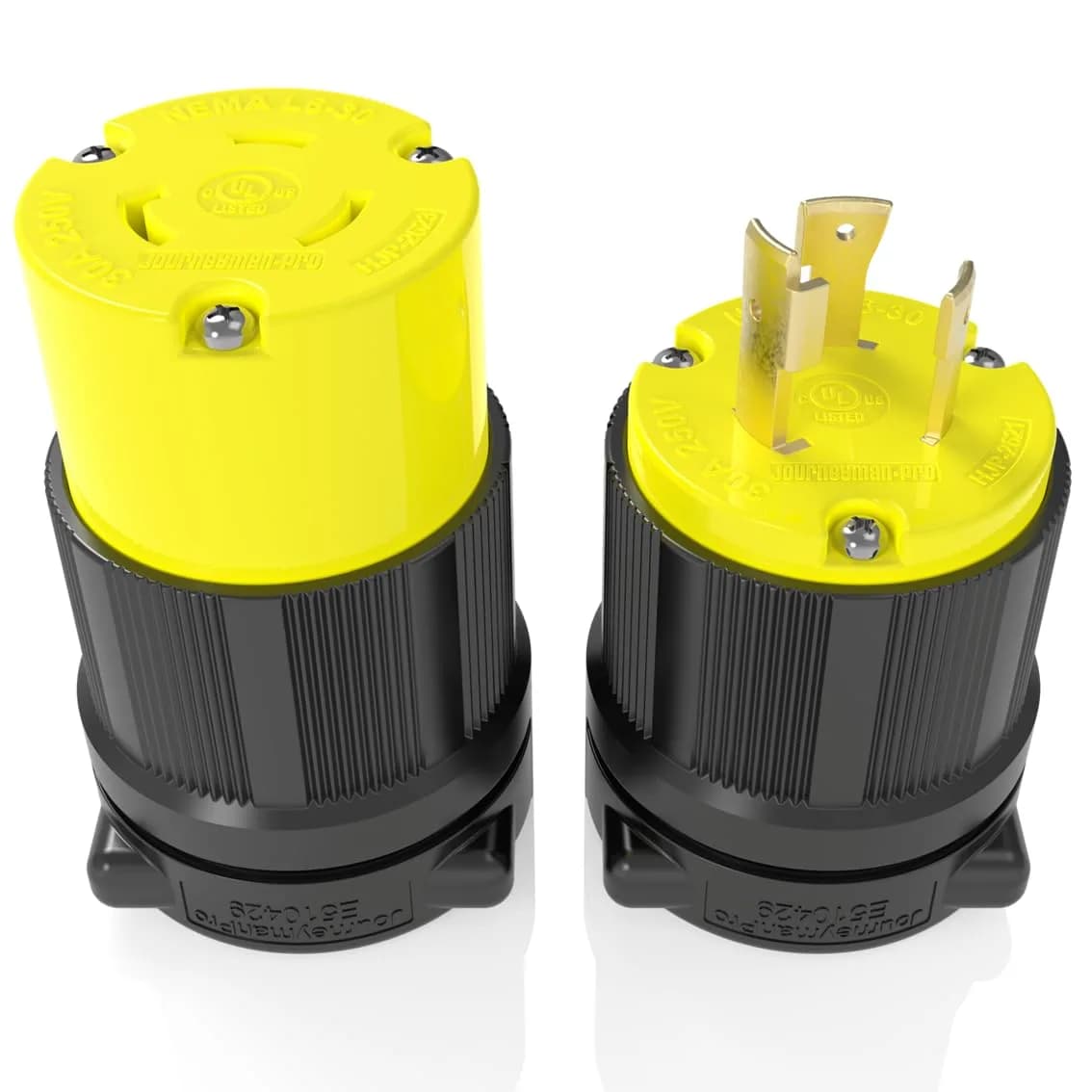 Journeyman-Pro NEMA L6-30P & L6-30R Locking Plug & Connector Set, 30A, 250V, 7500W, Industrial Grade, 2-Pack - main product image