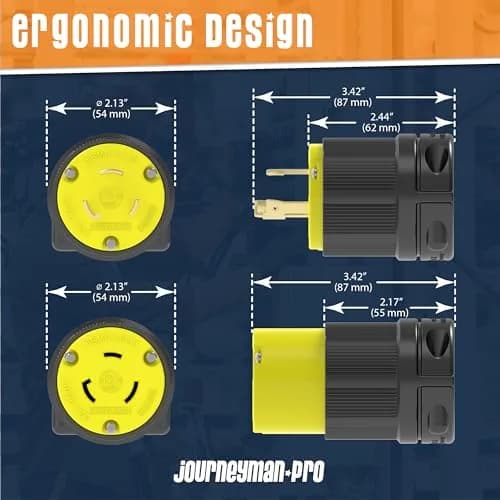 Journeyman-Pro NEMA L6-30P & L6-30R Locking Plug & Connector Set, 30A, 250V, 7500W, Industrial Grade, 2-Pack thumbnail 6
