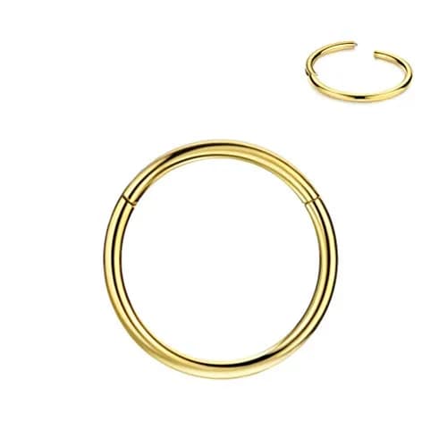 FANSING 18k Gold Plated Nose Hoop Ring 7mm (18 Gauge) | Hypoallergenic Surgical Steel Clicker thumbnail 1