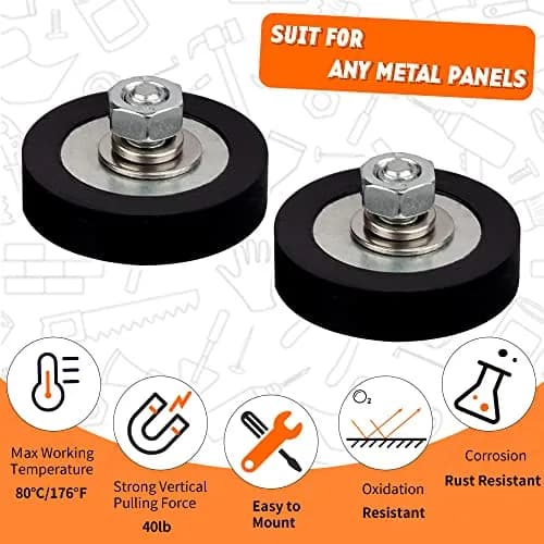 MUTUACTOR Rubber Coated Neodymium Disc Magnets with M6 Stud 32.8mm (1.295") x 7.7mm (0.303") | 40lb Vertical Pull Force (4-Pack) thumbnail 9