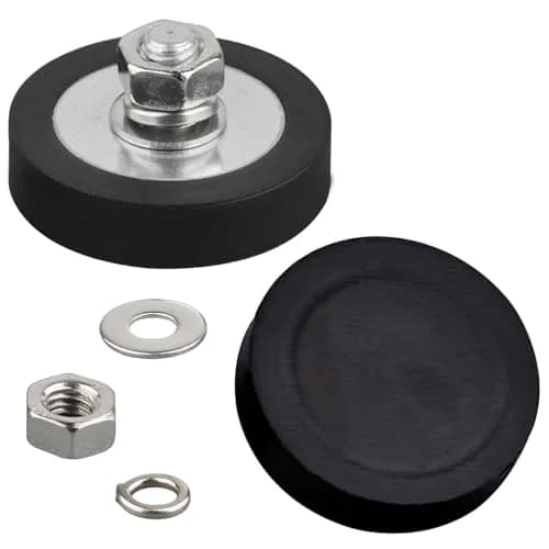 MUTUACTOR Rubber Coated Neodymium Disc Magnets with M6 Stud 32.8mm (1.295") x 7.7mm (0.303") | 40lb Vertical Pull Force (4-Pack) - main product image