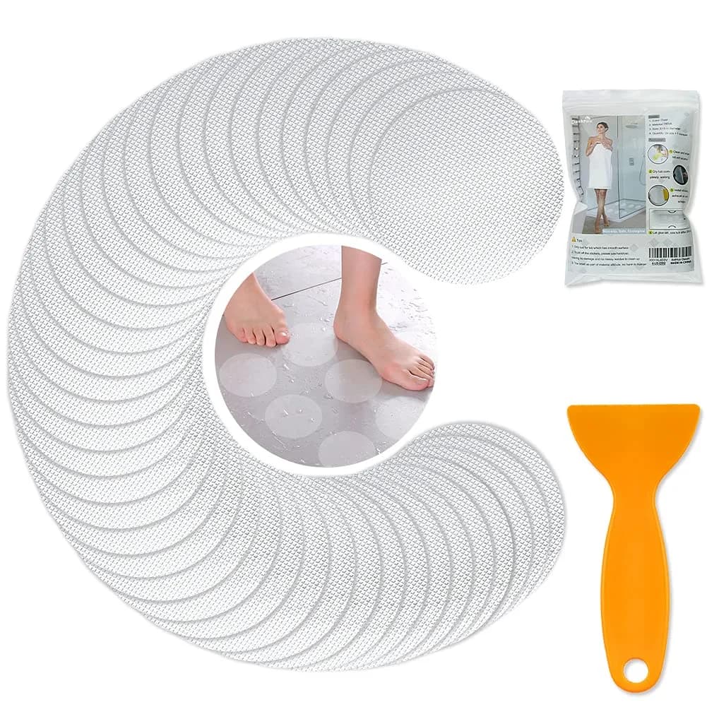 DaskFire Clear Non-Slip Bathtub Treads 8cm (3.15in) Diameter, 24 Pack | Protects Family from Slippery Surfaces - main product image