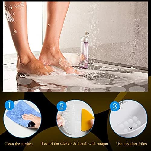 DaskFire Clear Non-Slip Bathtub Treads 8cm (3.15in) Diameter, 24 Pack | Protects Family from Slippery Surfaces thumbnail 3